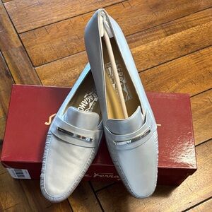 Salvatore Ferragamo Silver Loafers